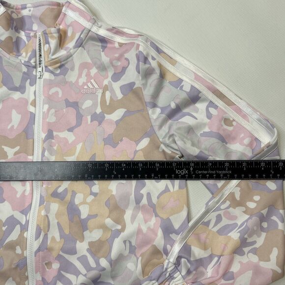 Adidas Pastel Pink Floral Camo Allover Print Full Zip Light Jacket - Size L (14) - Picture 8 of 12